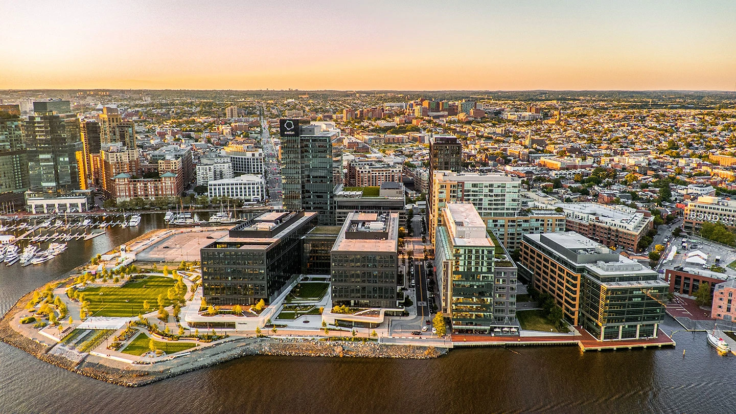 Harbour Point in Baltimore, Maryland at Dusk